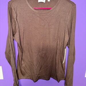 Cyrus Brown Ribbed Long Sleeve Top